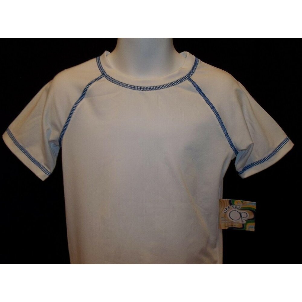 OP UPF 50+ Boys Girls White Rash Guard Sun Swim Beach Blue Size 24 Month Mos